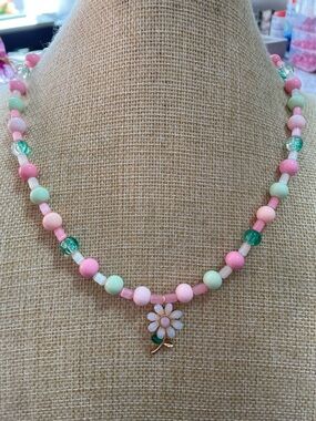 Artisan Glass Beaded Flower Necklace